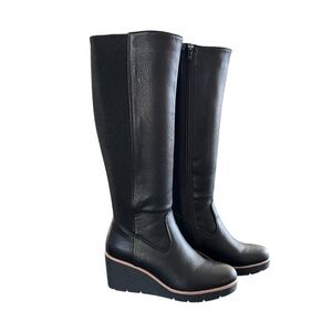 SOUL Naturalizer Black Approve Wedge Tall Leather Boot Knee High Womens 6